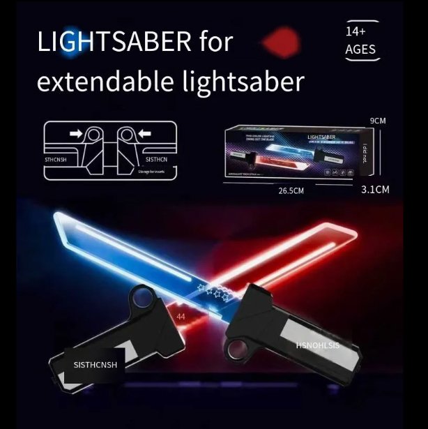 Sabie Laser LED Telescopica – Set 2 Sabii Retractabile, Jucarie populara pentru copii - imagine 3