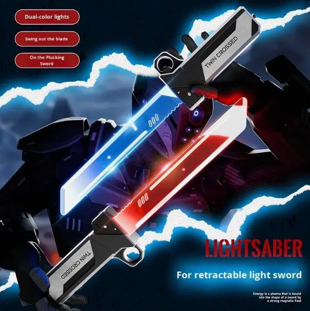 Sabie Laser LED Telescopica – Set 2 Sabii Retractabile, Jucarie populara pentru copii